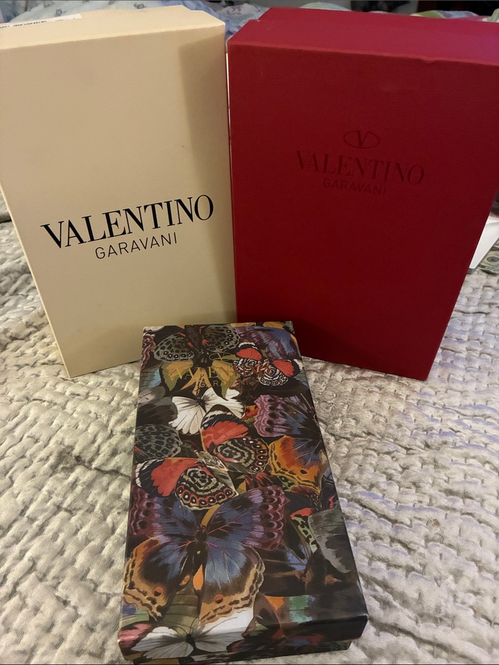 Valentino Garavani red, beige, and floral shoe box(LOT OF 3)